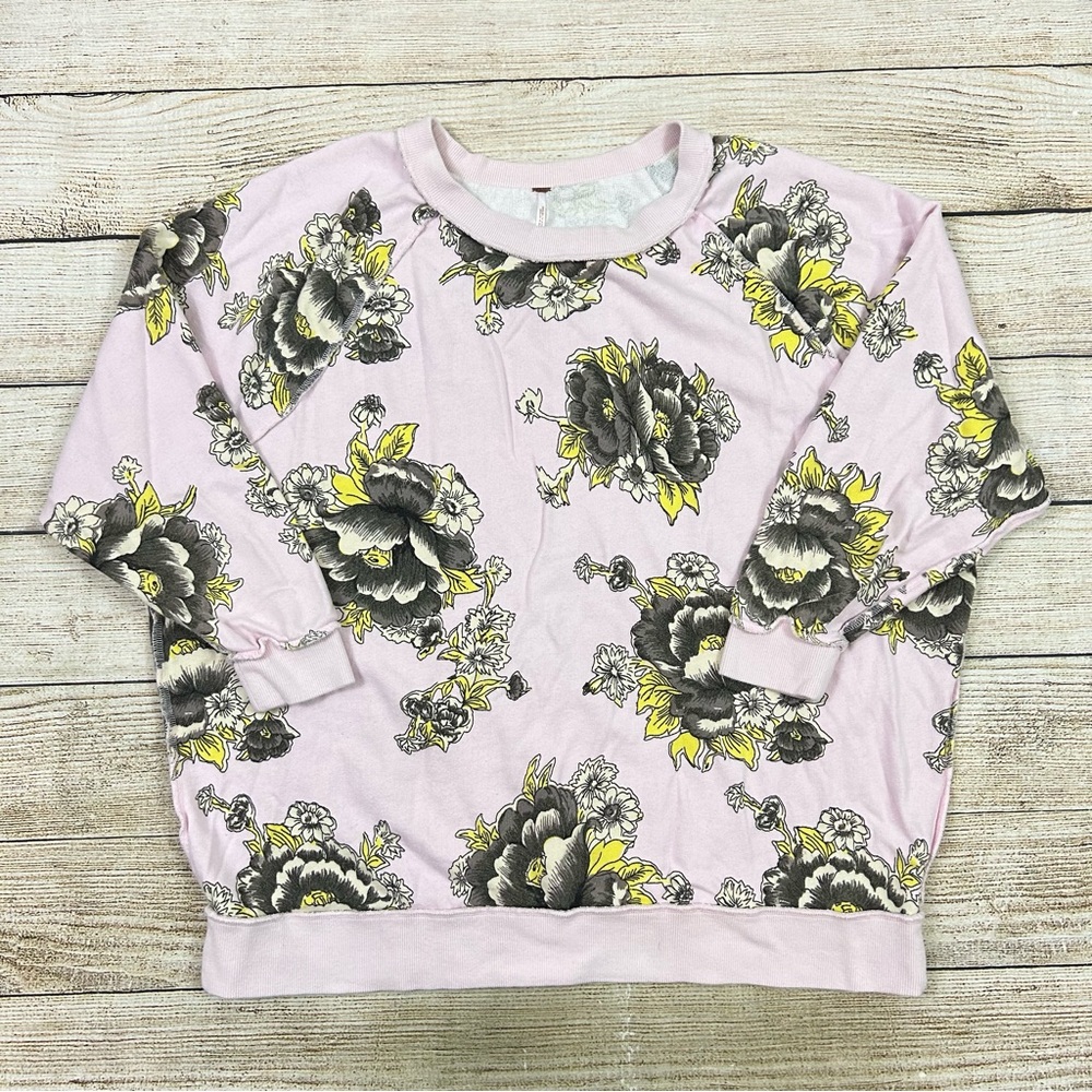 Free People Pink Floral Sweatshirt
